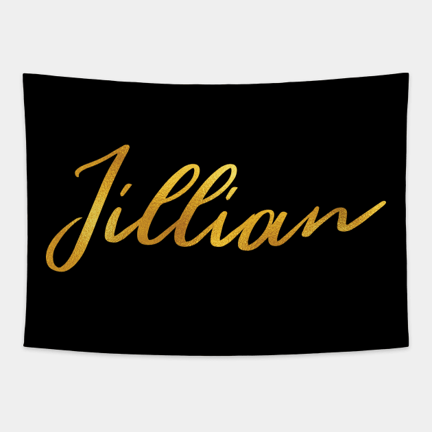 Jillian Name Hand Lettering in Faux Gold Letters Tapestry by Pixel On Fire