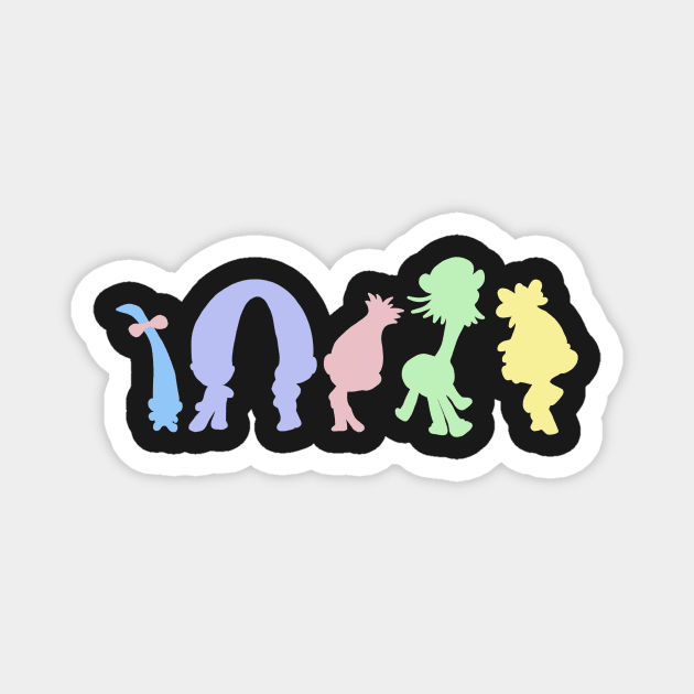 Pastel Trolls Outline Magnet by Poohdlesdoodles