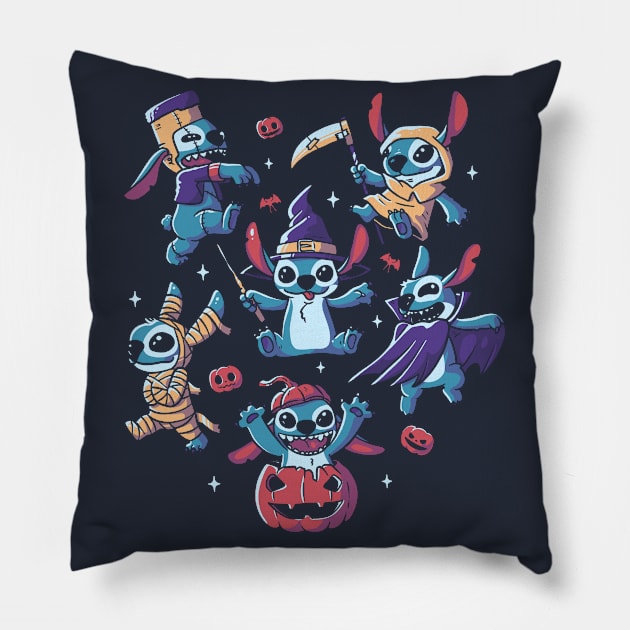 Halloween Experiments Cute Spooky Aliens Pillow by eduely