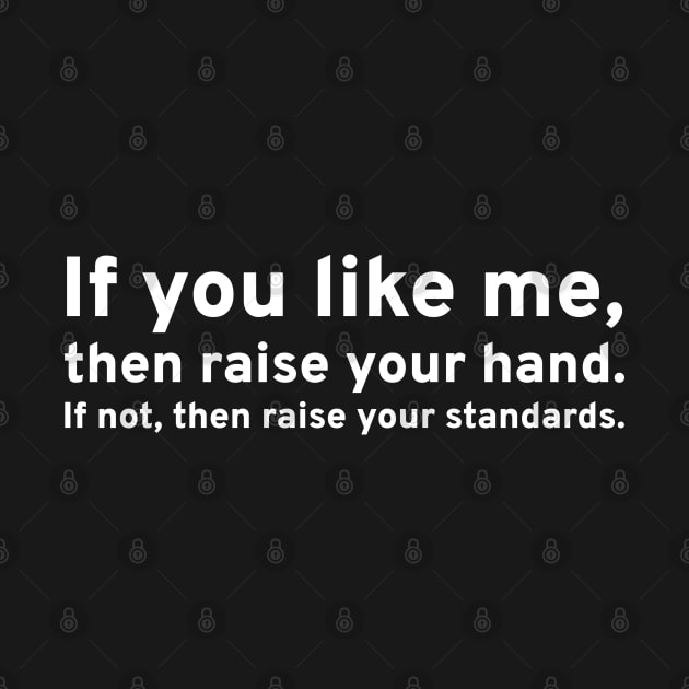 If you like me, then raise your hand. If not, then raise your standards. by Styr Designs