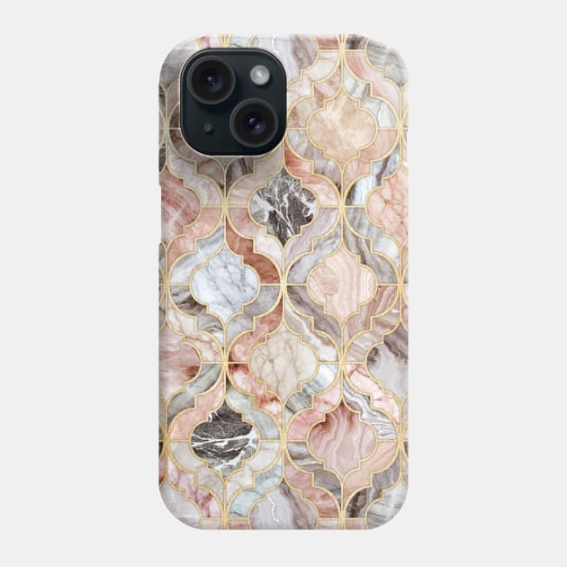 Rose Marble Moroccan Tile Pattern Phone Case by micklyn