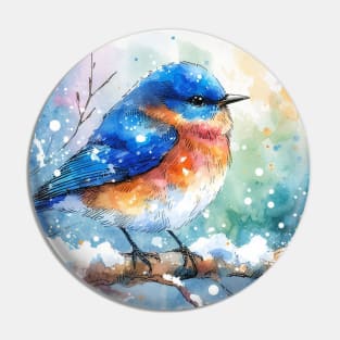 Colorful little blue bird sitting on a tree branch Pin