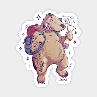 Beary Adventurous the Curious Bear Hiker Magnet