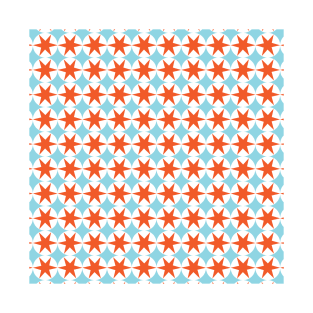 Blue and Orange star pattern T-Shirt