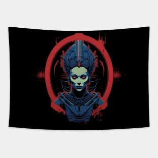 Fierce Sci-Fi Alien Queen of War Tapestry