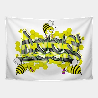 Graffiti Style Bees Tapestry