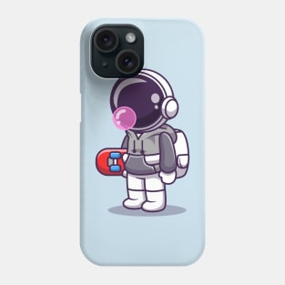 Cute Astronaut Holding Skateboard Phone Case