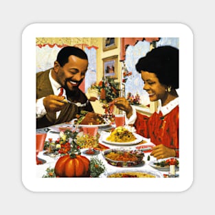 African-American Couple Eating Thanksgiving Dinner Magnet