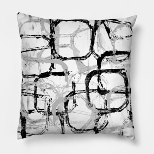 Retro black and white graphic print Pillow