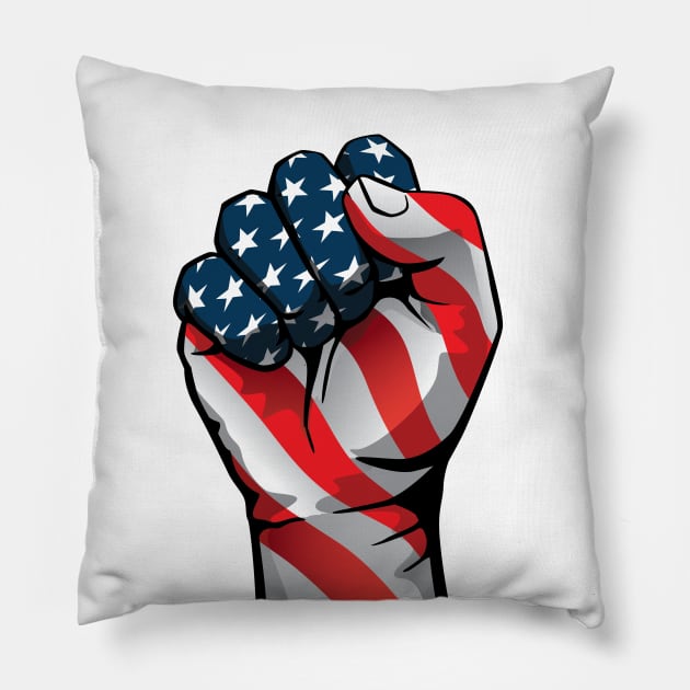 American Pride Raised Fist Pillow by hobrath