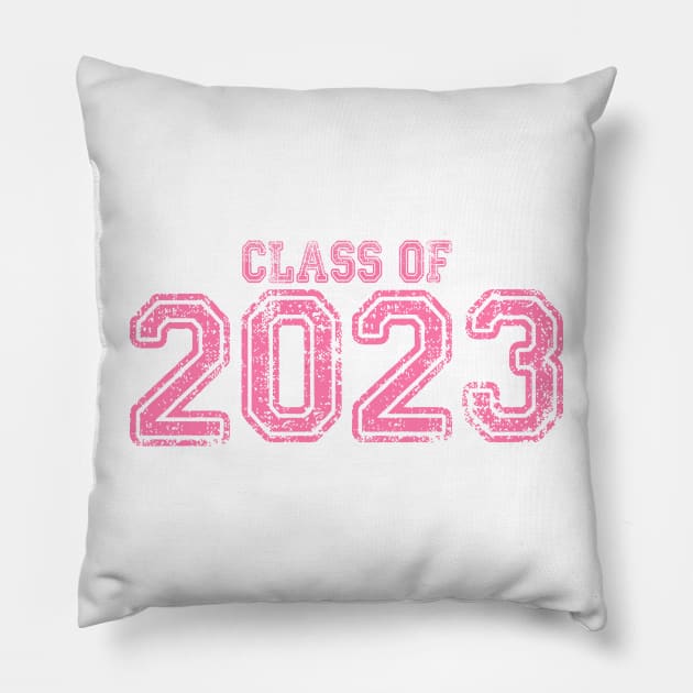 Varsity Pink Class of 2023 Pillow by Jitterfly