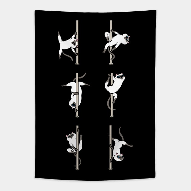 Siamese Cat Pole Dancing Club Tapestry by huebucket