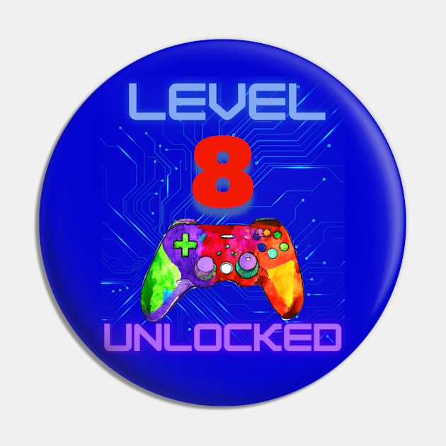 Level Unlocked Ultimate Gamer Graphic "8" Pin by BesTees