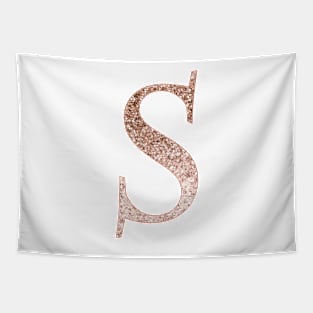 S rose gold glitter monogram letter Tapestry