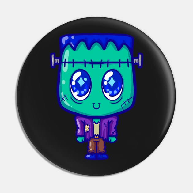 Cute little monster Frankenstein Pin by koneko