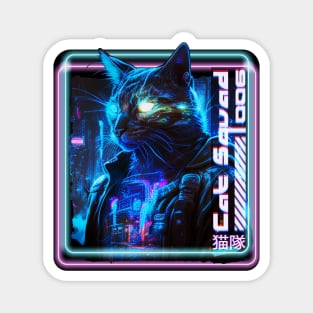 Cat Squad 006 Cyberpunk Neon Magnet