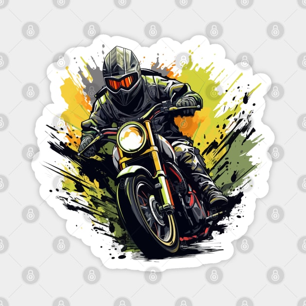 Biker Race Moto Magnet by Mako Design 