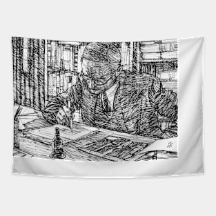 HERMANN HESSE ink portrait .4 Tapestry