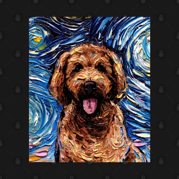 Apricot Goldendoodle Night (Portrait) by sagittariusgallery