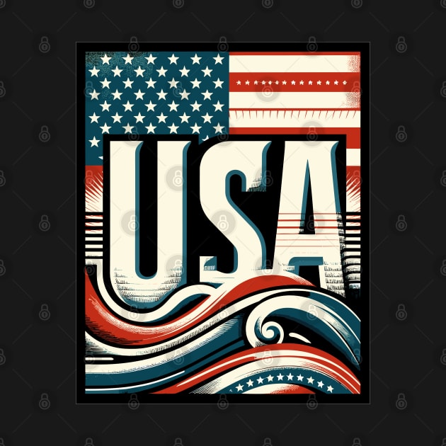 Usa flag vintage by Vehicles-Art