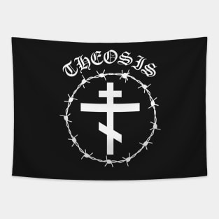 Eastern Orthodox Cross Barbed Wire Metal Hardcore Punk Theosis Tapestry