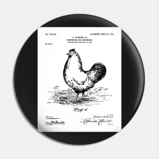 Chicken Hens Patent - Chef Cook Chicken Coop Art - White Pin