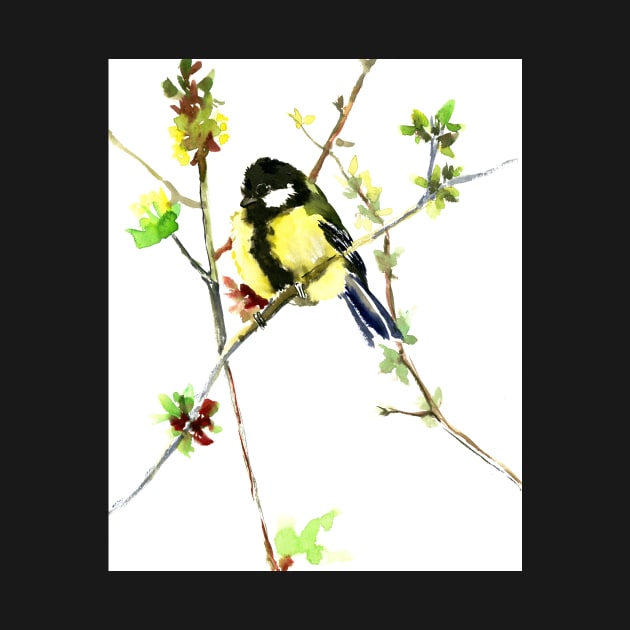 Great Tit Watercolor Bird by surenart