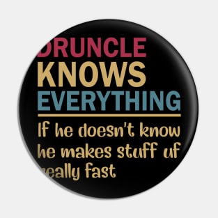 Vintage Druncle Know Everything Gift For Father's Day Pin