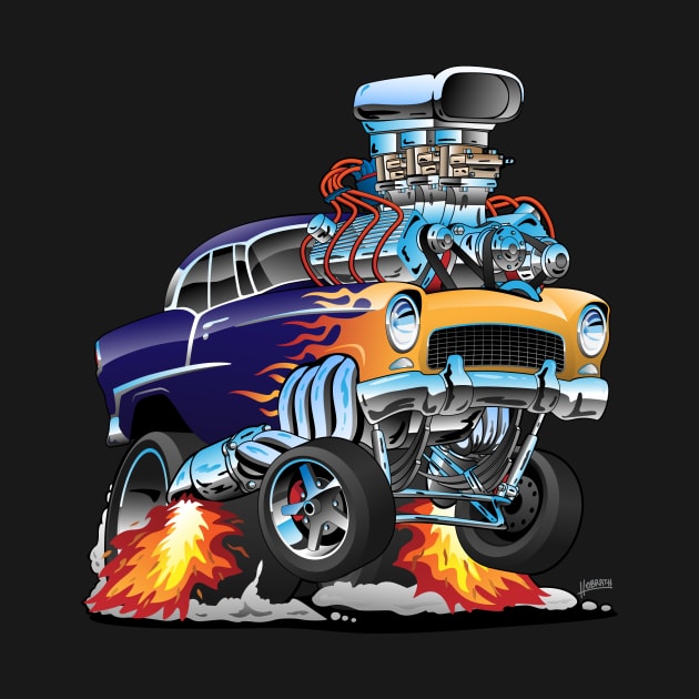 Classic Fifties Hot Rod Muscle Car Cartoon by hobrath