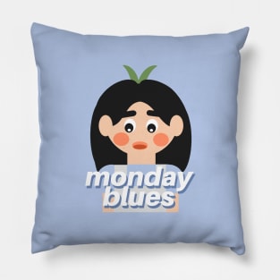 Cute Girl Having The Monday Blues Pillow