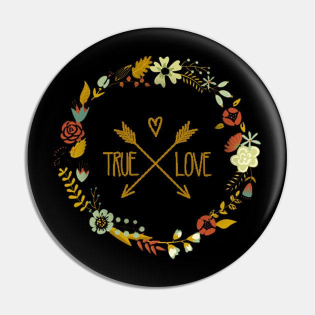 True Love Floral Gold Arrows Autumn Wreath Pin by TLSDesigns