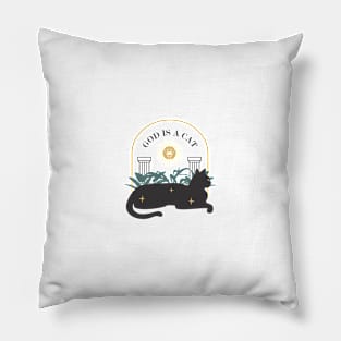 Cat is a God, Goddess Black Cat, Goddess Cat. Pillow