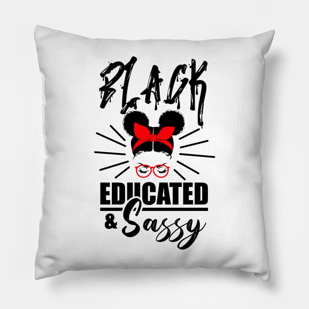 Black American Woman. Black Educated And Sassy. Afro American Art Pillow by ElenaDro