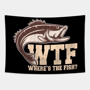 WTF Where's The Fish Fisherman Angler Gift Tapestry