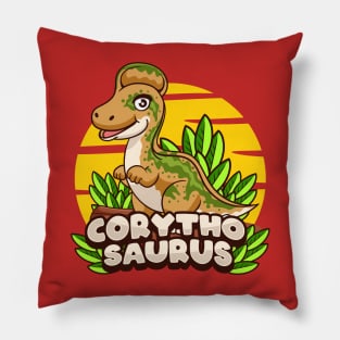 Cute Corythosaurus Dino Cartoon Pillow