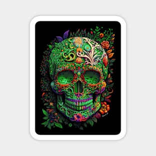 Colorful Floral Skull head design #1 Magnet