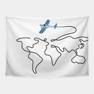 World Map Plane Travel Tapestry