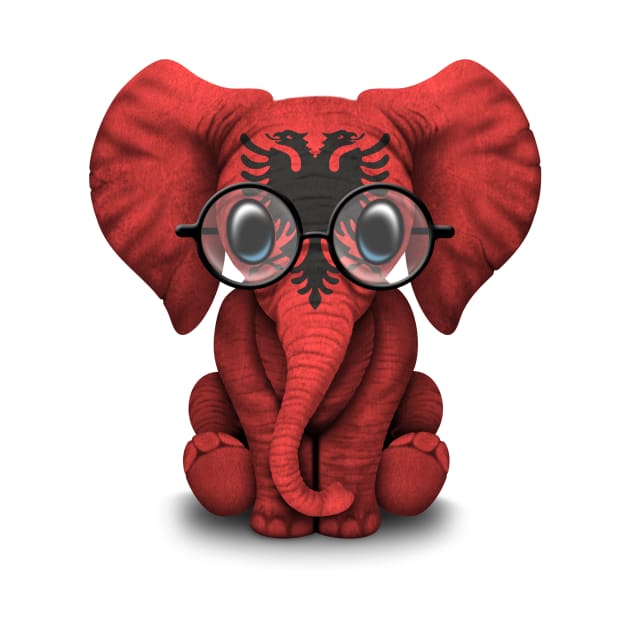 Baby Elephant with Glasses and Albanian Flag by jeffbartels