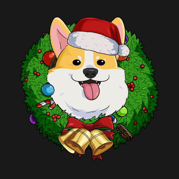 Pembroke Welsh Corgi Santa Christmas Wreath by Noseking