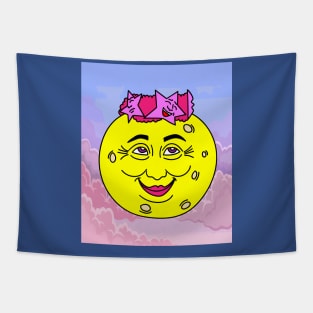 Luminous Moon Half Moon Face Tapestry