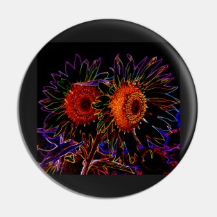 Psychedelic Neon Sunflower Pin