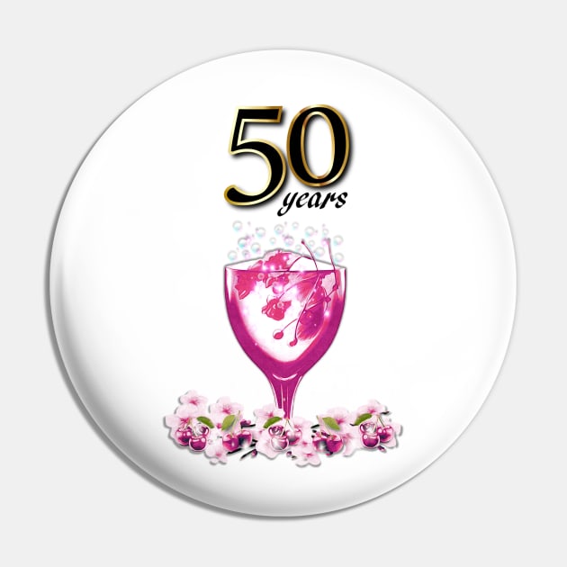 50 Years, Celebration Drink Pin by KC Morcom aka KCM Gems n Bling aka KCM Inspirations