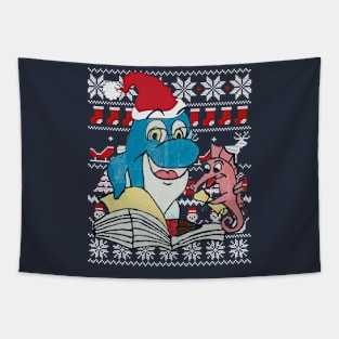 Cute Dolphin Santa Claus Costume Ugly Christmas Sweater Gift Tapestry