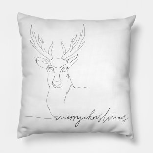 Christmas Reindeer Head Line Art Pillow