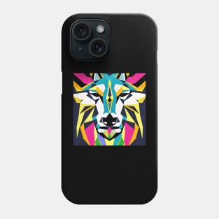 Pop Art Geometric Wolf Face Phone Case