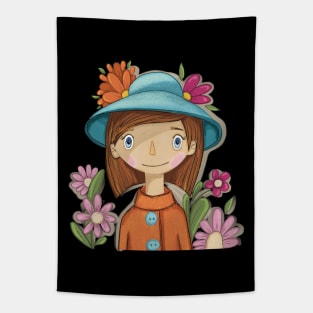 Lady in  Hat with Flowers Tapestry