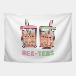 Cute Boba Tea Bes Teas Besties Pun Tapestry