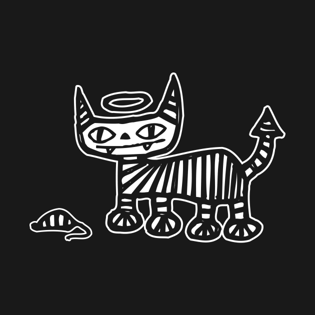 Devil Angel Cat - Stripes! {DARK shirts} by SideShowDesign