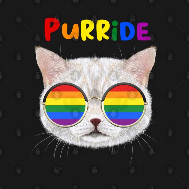 Purride Funny Cat Gay Pride Ally Rainbow Sunglasses LGBTQ by Happy Lime