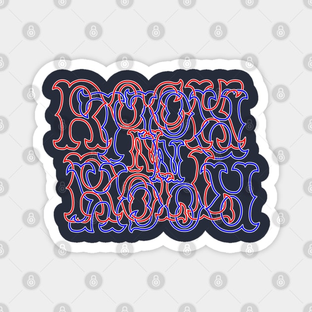 Red and Blue RocK n RolL Anagram Magnet by gkillerb